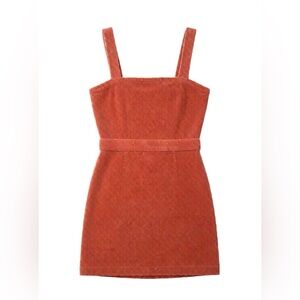 Forever 21 Rust Coral Corduroy Backless Buckle Mini Dress